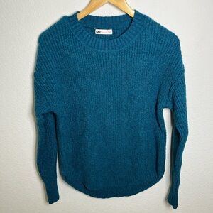 SO Teal Green Knit Crew Neck Long Sleeve Sweater Size Large